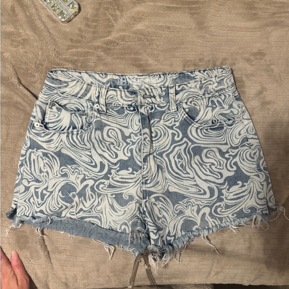 No Boundaries Swirl Pattern Jean Shorts